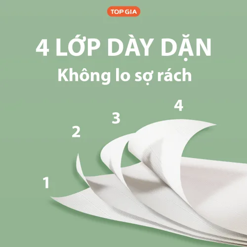 Giấy Rút Đáy Topgia Sắc Việt 4 Lớp, 1280 Tờ, Túi Treo (1 Bịch)