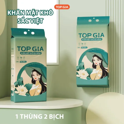 Khăn Mặt Khô Sắc Việt Topgia Hình Cô Gái, 1 Bịch 200 Tờ 150x200mm
