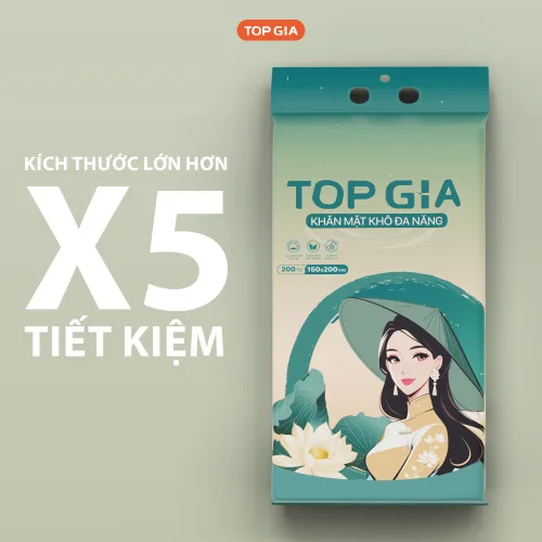 Khăn Mặt Khô Sắc Việt Topgia Hình Cô Gái, 1 Bịch 200 Tờ 150x200mm