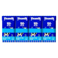 1 Lốc 4 Hộp Sữa Tươi Tiệt Trùng VINAMILK Ít Đường 110ml/Hộp