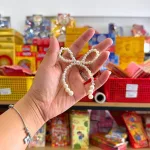 1 Nơ Ngọc Trai Trang Trí Giỏ Quà Tết - Nơ Trang Trí Tết