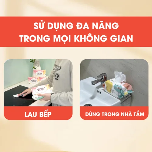 1 Thùng 10 Bịch Khăn Ướt 80 Tờ Topgia Ban Mai