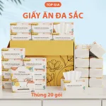 1 Thùng 20 Gói Giấy Ăn Topgia Đa Sắc