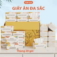 1 Thùng 20 Gói Giấy Ăn Topgia Đa Sắc