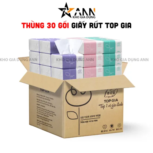 Bảng giá sỉ 1 Thùng 30 Gói Khăn Giấy Ăn 3 Màu Top Gia Loại Nhỏ