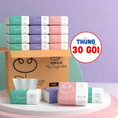 Bảng giá sỉ 1 Thùng 30 Gói Khăn Giấy Ăn 3 Màu Top Gia Loại Nhỏ
