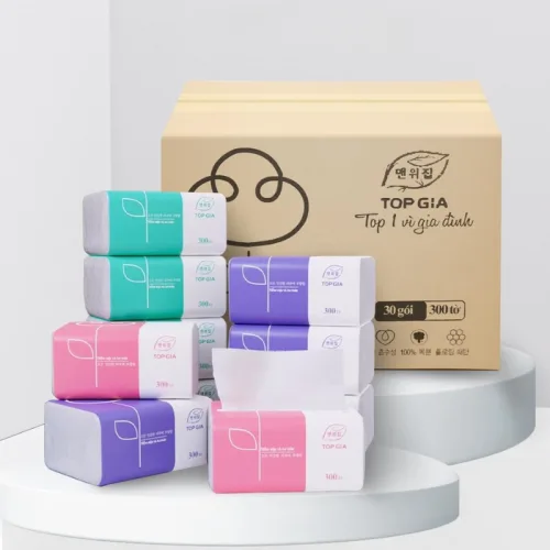 Bảng giá sỉ 1 Thùng 30 Gói Khăn Giấy Ăn 3 Màu Top Gia Loại Nhỏ