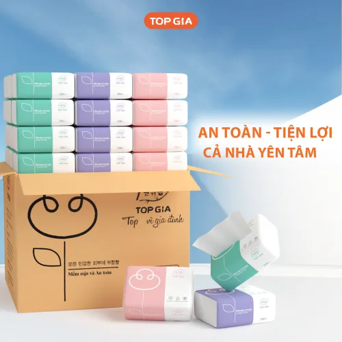 Khám phá 1 Thùng 36 Gói Giấy Ăn Topgia 3 Màu thuộc nhóm topgia