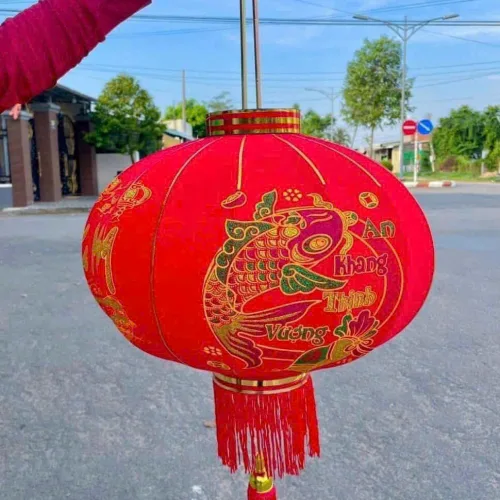 Bảng giá sỉ 2 LỒNG ĐÈN NHUNG KẺ TẾT 80CM(Giá 2 cái)
