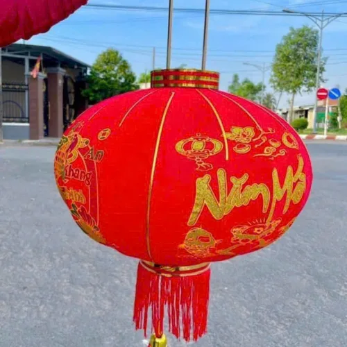 Bảng giá sỉ 2 LỒNG ĐÈN NHUNG KẺ TẾT 80CM(Giá 2 cái)