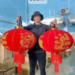Bảng giá sỉ 2 LỒNG ĐÈN NHUNG KẺ TẾT 80CM(Giá 2 cái)