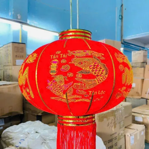 Bảng giá sỉ 2 LỒNG ĐÈN NHUNG KẺ TẾT 80CM(Giá 2 cái)