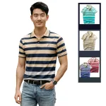 Áo cổ bẻ sọc ngang thêu chữ A( giá mới)