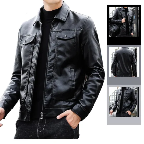 Áo Khoác Da Nam Cổ Bẻ Lót Lông Cao Cấp (Có size to 3x)