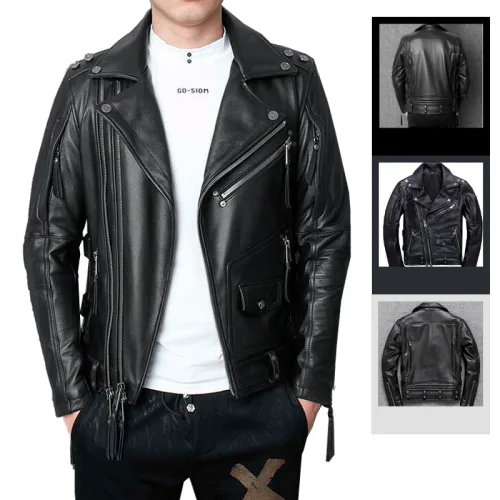Áo Khoác Da Nam Cổ Bẻ Phối Khoá Zip Cao Cấp (Có Size to 3x)