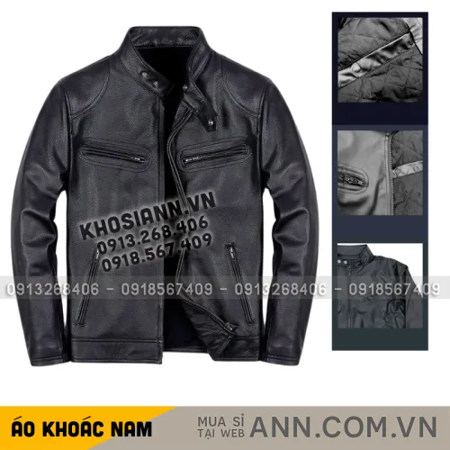 Áo Khoác Da Nam Cổ Trụ Lót Vải Mềm Cao Cấp Có Big Size