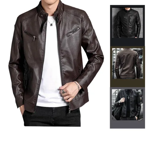 Áo Khoác Da Nam Lót Dù Khoá Kéo Cao Cấp (Có size to 3x)