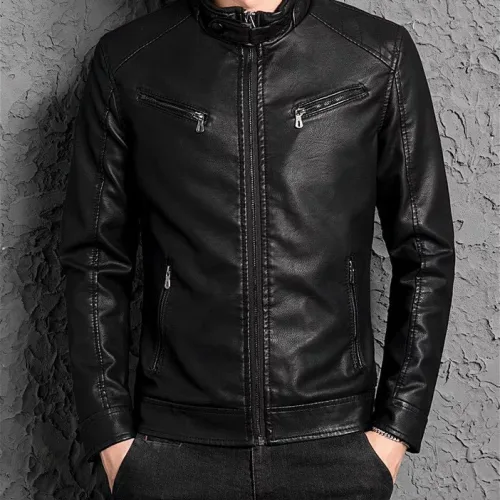 Áo Khoác Da Nam Lót Dù Khoá Kéo Cao Cấp (Có size to 3x)