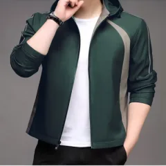 Áo Khoác Dù Nam Có Nón Phối Sọc Hai Bên Cao Cấp