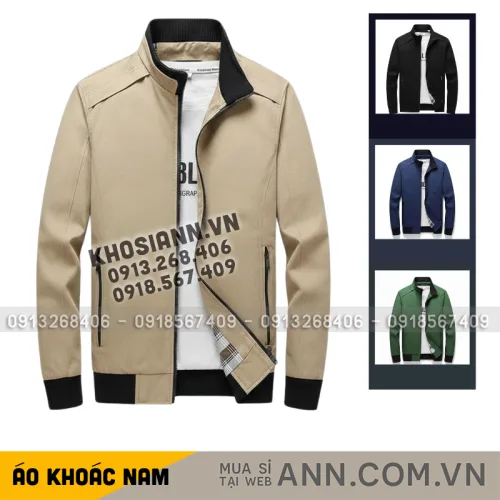 Áo Khoác Dù Nam Cổ Trụ - Áo Khoác Cổ Trụ Trơn Form Đứng Mặc Đẹp Có Big Size