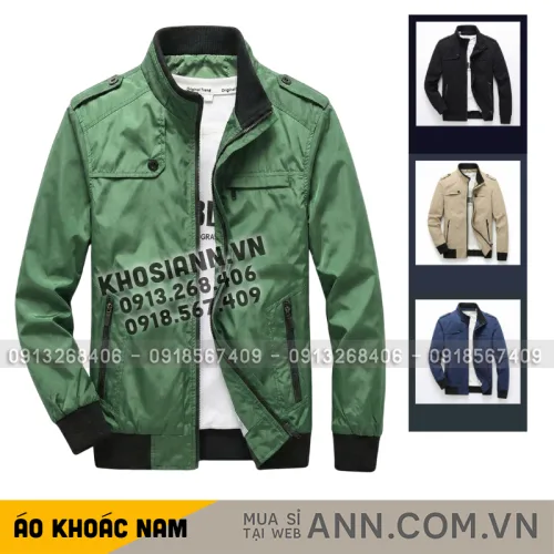 Áo Khoác Dù Nam Cổ Trụ - Áo Khoác Cổ Trụ Túi Xéo Hai Bên Bền Đẹp Có Big Size