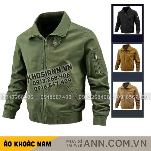 Áo Khoác Kaki Dày Lót Dù Nam Cổ Bẻ Có Túi Trong Cao Cấp Big Size