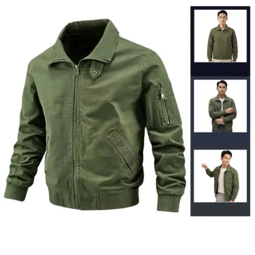 Áo Khoác Kaki Dày Lót Dù Nam Cổ Bẻ Có Túi Trong Cao Cấp Big Size