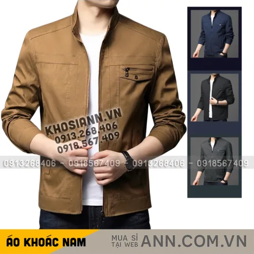 Áo Khoác Kaki Nam Phối Túi Trước Ngực Cao Cấp