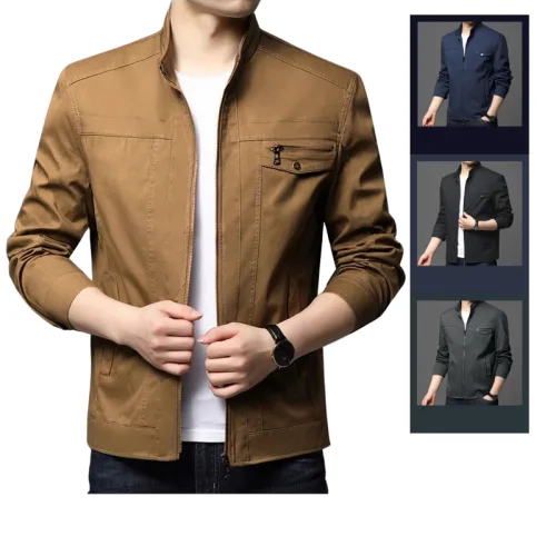 Áo Khoác Kaki Nam Phối Túi Trước Ngực Cao Cấp
