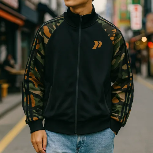 Áo Khoác Nam Bomber Phối Tay Lính