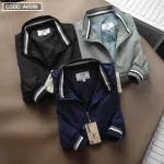 Áo Khoác Dù Nam 2 Lớp Cổ Trụ Phối Sọc