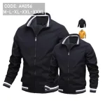 Áo Khoác Dù Nam 2 Lớp Cổ Trụ Phối Sọc