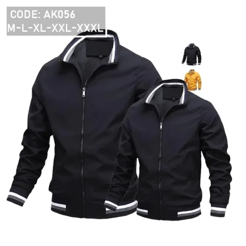 Áo Khoác Dù Nam 2 Lớp Cổ Trụ Phối Sọc