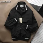 Áo Khoác Dù Nam 2 Lớp Cổ Trụ Phối Sọc