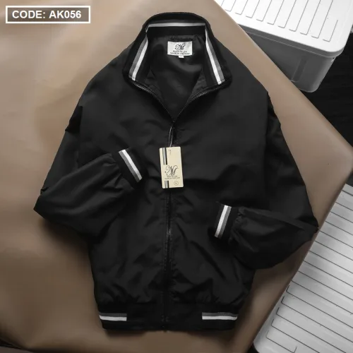 Áo Khoác Dù Nam 2 Lớp Cổ Trụ Phối Sọc