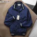 Áo Khoác Dù Nam 2 Lớp Cổ Trụ Phối Sọc
