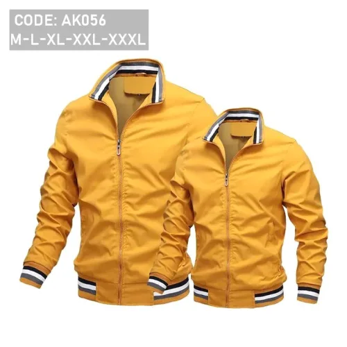Áo Khoác Dù Nam 2 Lớp Cổ Trụ Phối Sọc