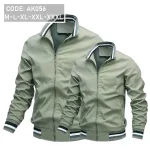 Áo Khoác Dù Nam 2 Lớp Cổ Trụ Phối Sọc