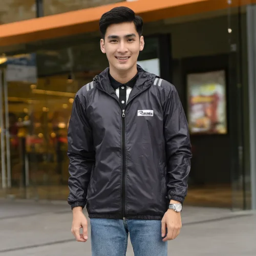 Áo Khoác Nam Dù 2 Lớp Có Nón Logo Rurumen