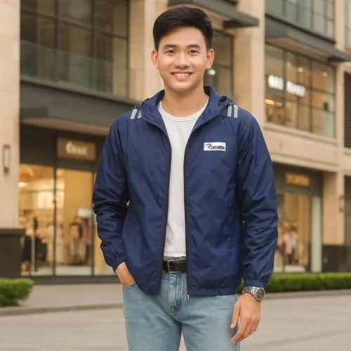 Áo Khoác Nam Dù 2 Lớp Có Nón Logo Rurumen