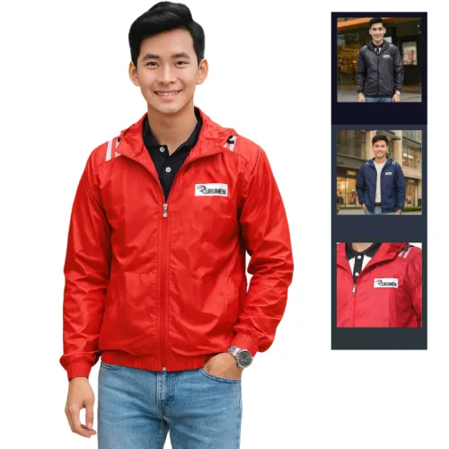 Áo Khoác Nam Dù 2 Lớp Có Nón Logo Rurumen