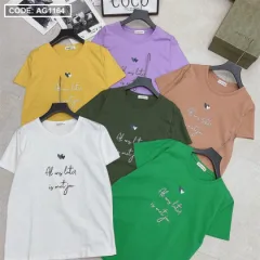 Áo nữ thun thái form rộng giấu quần in hoạ tiết trái tim