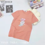 Áo nữ thun thái form suông ôm vừa in chữ vẽ màu