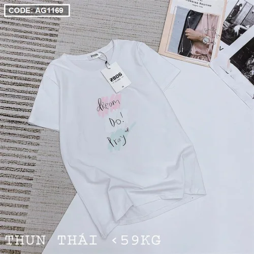 Áo nữ thun thái form suông ôm vừa in chữ vẽ màu