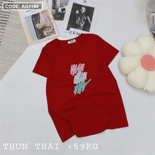Áo nữ thun thái form suông ôm vừa in chữ vẽ màu