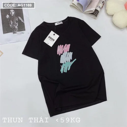 Áo nữ thun thái form suông ôm vừa in chữ vẽ màu