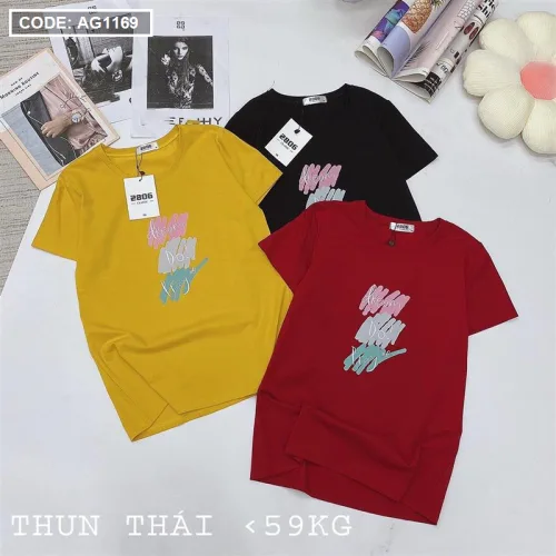 Áo nữ thun thái form suông ôm vừa in chữ vẽ màu