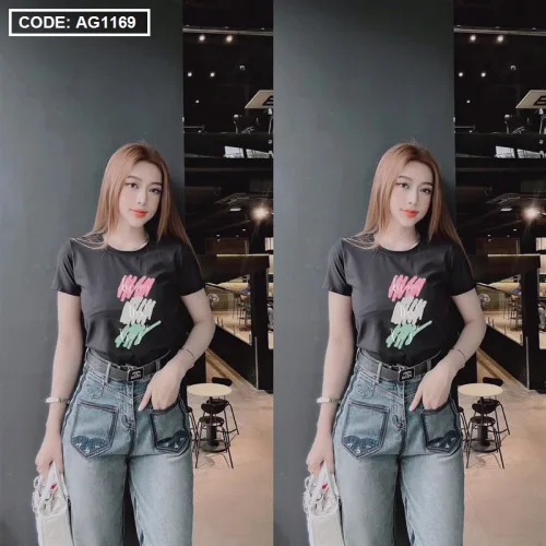 Áo nữ thun thái form suông ôm vừa in chữ vẽ màu