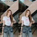 Áo nữ thun thái form suông ôm vừa in chữ vẽ màu