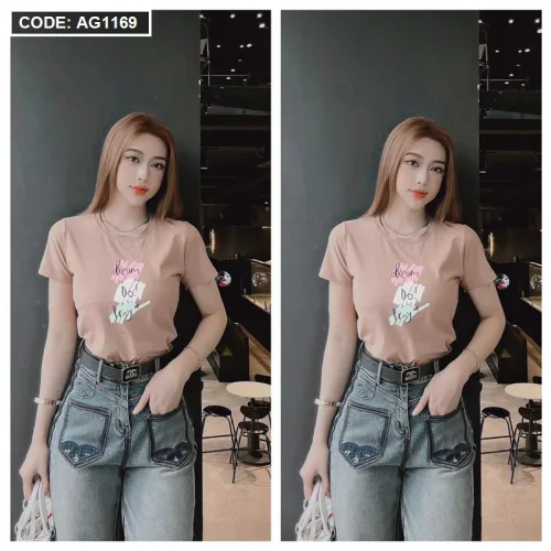 Áo nữ thun thái form suông ôm vừa in chữ vẽ màu